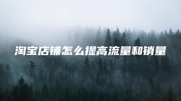 淘宝店铺怎么提高流量和销量
