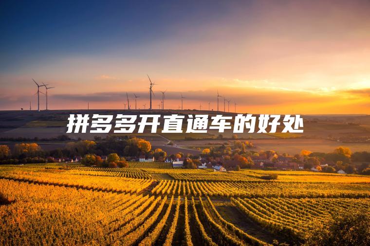 拼多多开直通车的好处