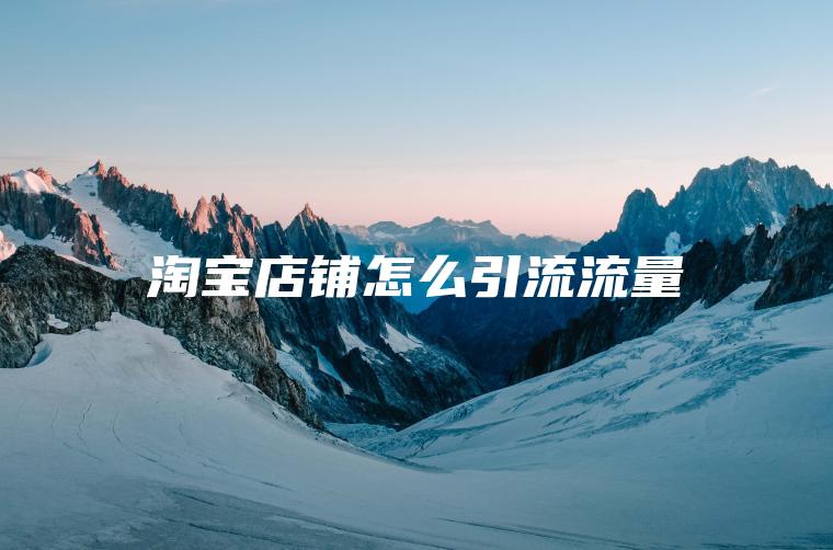 淘宝店铺怎么引流流量