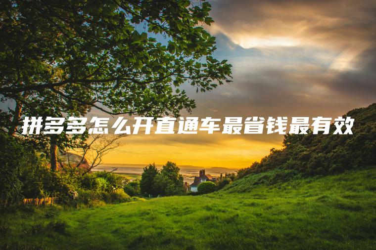 拼多多怎么开直通车最省钱最有效
