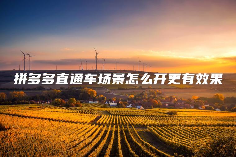 拼多多直通车场景怎么开更有效果