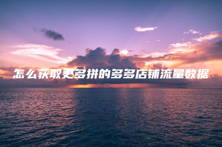 怎么获取更多拼的多多店铺流量数据