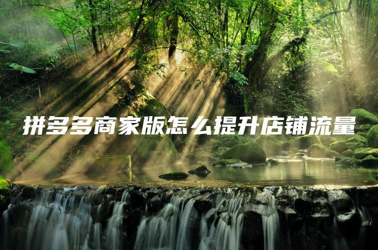 拼多多商家版怎么提升店铺流量