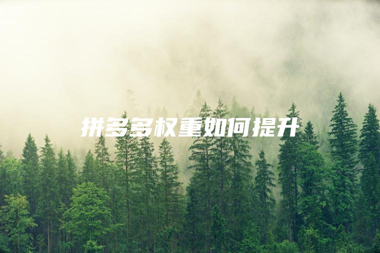 拼多多权重如何提升