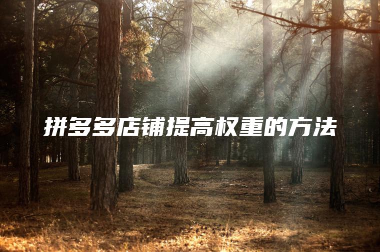 拼多多店铺提高权重的方法 拼多多店铺提高权重的方法