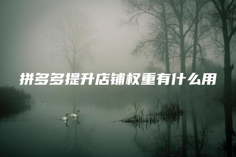 拼多多提升店铺权重有什么用 拼多多提升店铺权重有什么用