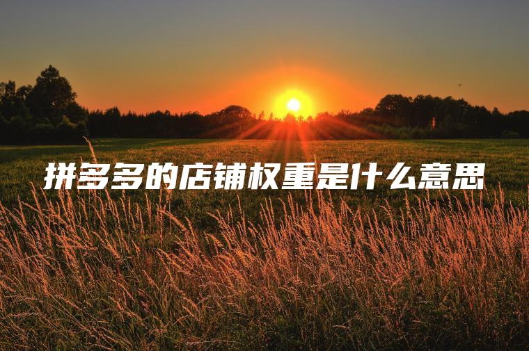 拼多多的店铺权重是什么意思 拼多多的店铺权重是什么意思