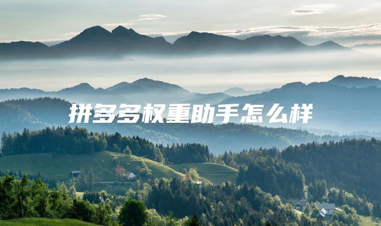 拼多多权重助手怎么样 拼多多权重助手怎么样