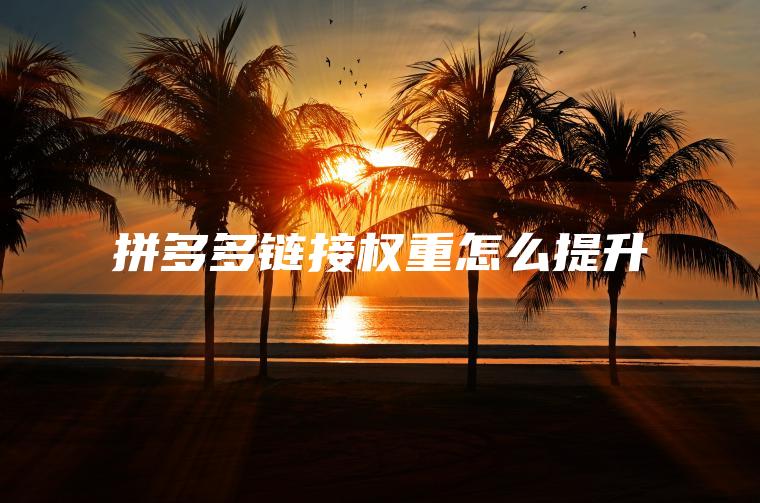 拼多多链接权重怎么提升