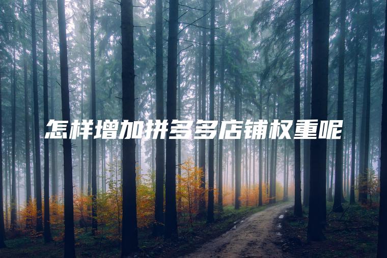 怎样增加拼多多店铺权重呢