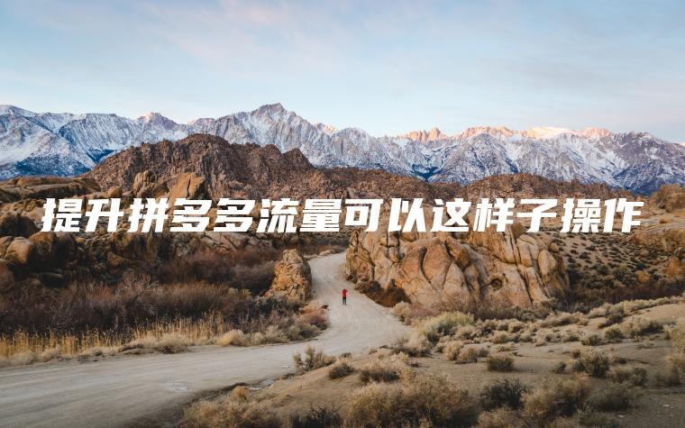 提升拼多多流量可以这样子操作