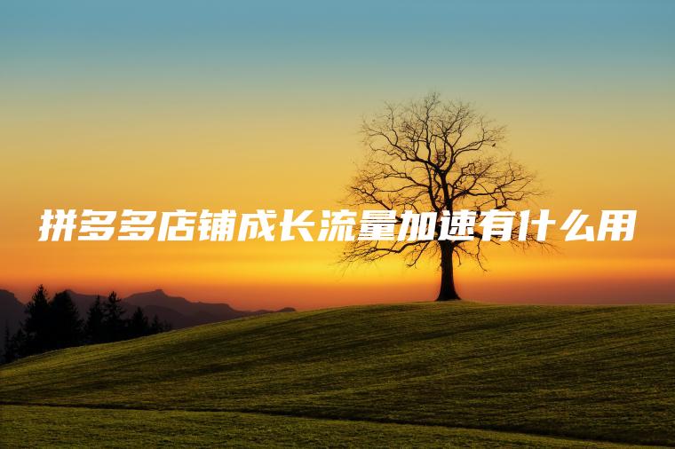 拼多多店铺成长流量加速有什么用