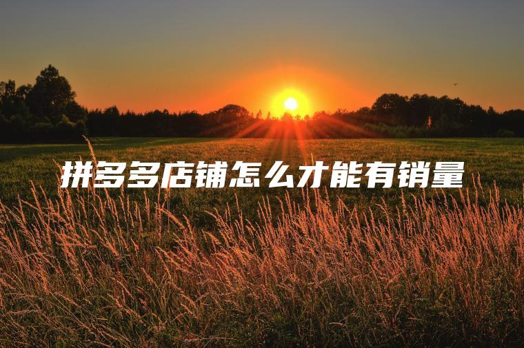 拼多多店铺怎么才能有销量