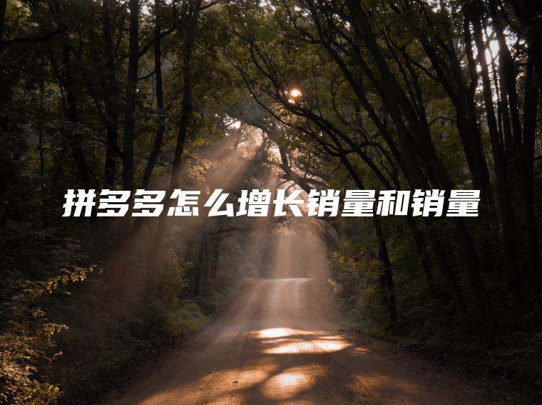 拼多多怎么增长销量和销量
