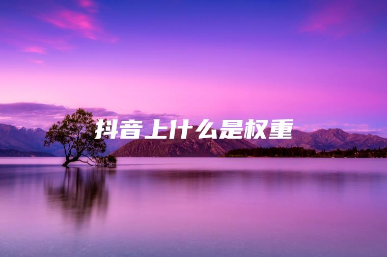 抖音上什么是权重