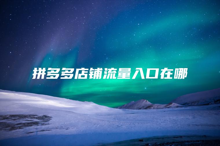 拼多多店铺流量入口在哪