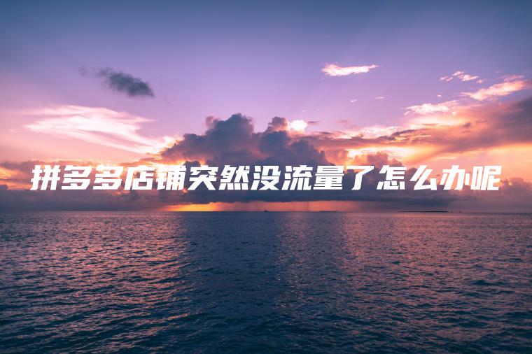拼多多店铺突然没流量了怎么办呢