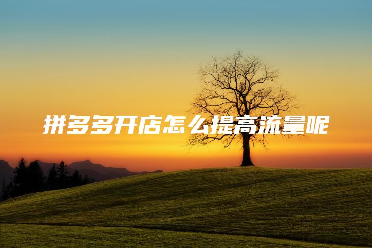 拼多多开店怎么提高流量呢
