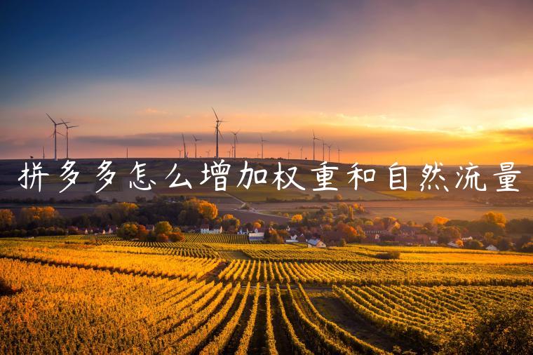 拼多多怎么增加权重和自然流量