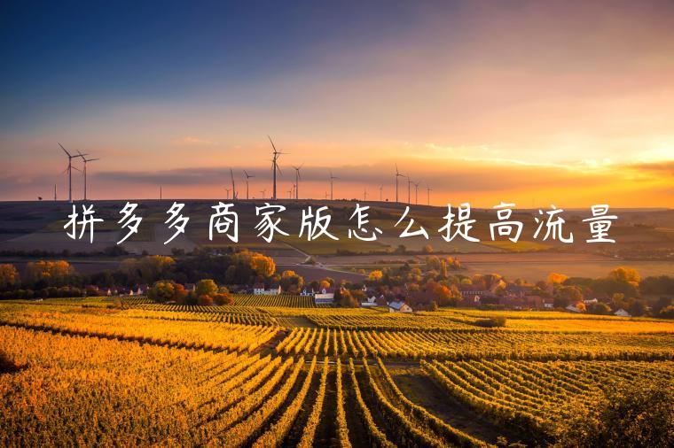拼多多商家版怎么提高流量