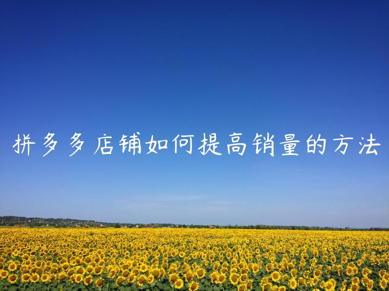 拼多多店铺如何提高销量的方法