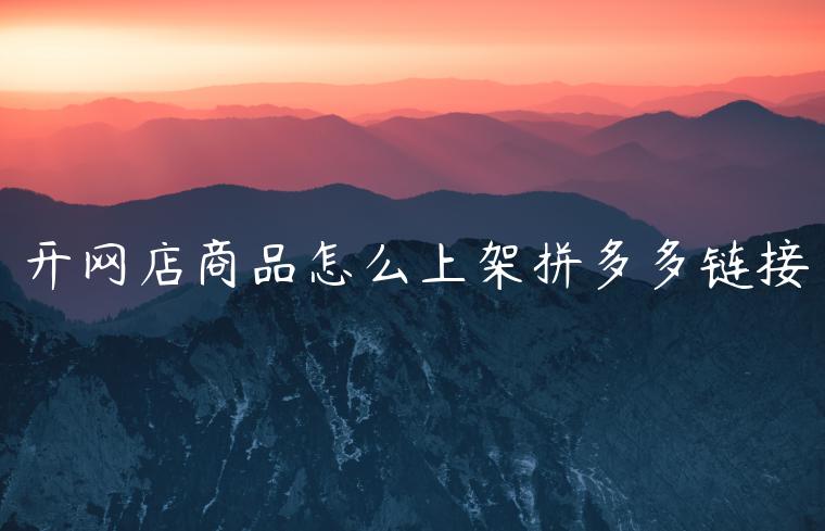 开网店商品怎么上架拼多多链接