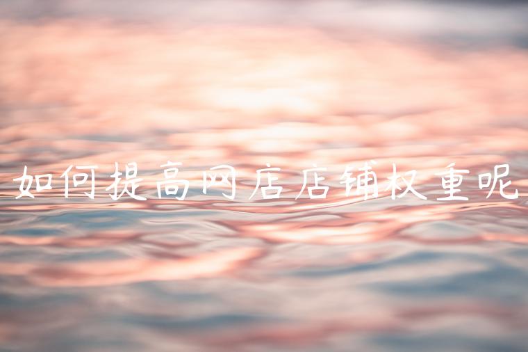 如何提高网店店铺权重呢