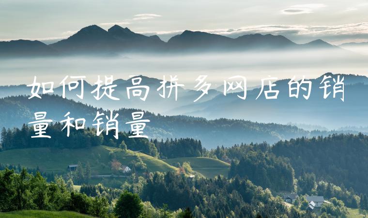 如何提高拼多网店的销量和销量