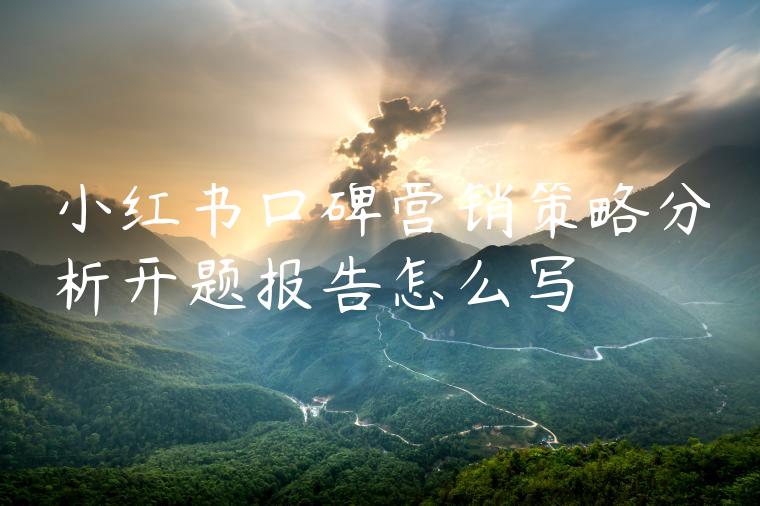 小红书口碑营销策略分析开题报告怎么写