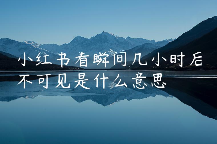 小红书看瞬间几小时后不可见是什么意思