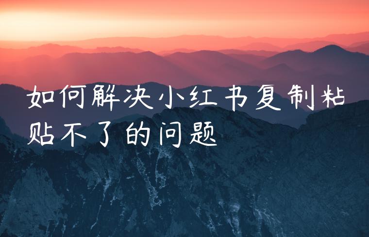 如何解决小红书复制粘贴不了的问题