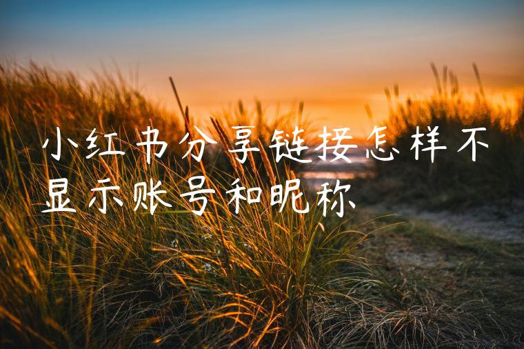 小红书分享链接怎样不显示账号和昵称
