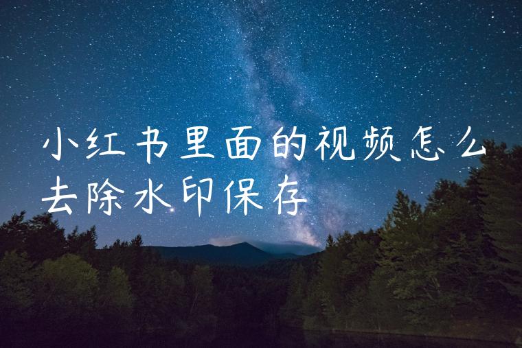 小红书里面的视频怎么去除水印保存 小红书里面的视频怎么去除水印保存