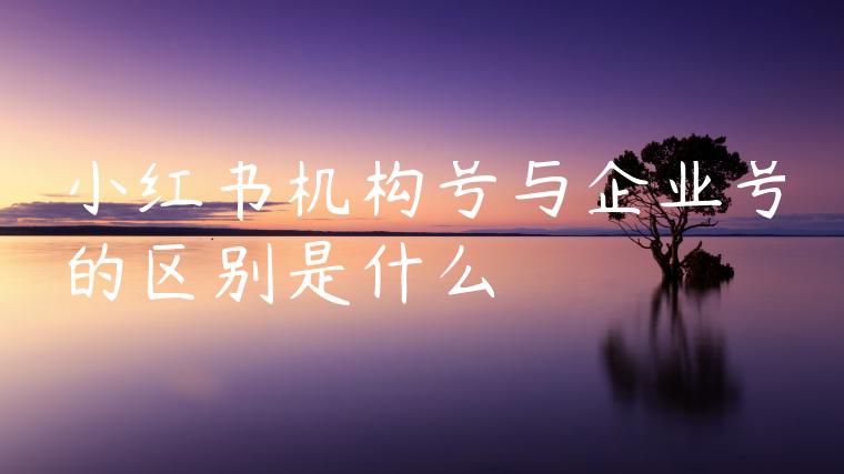 小红书机构号与企业号的区别是什么
