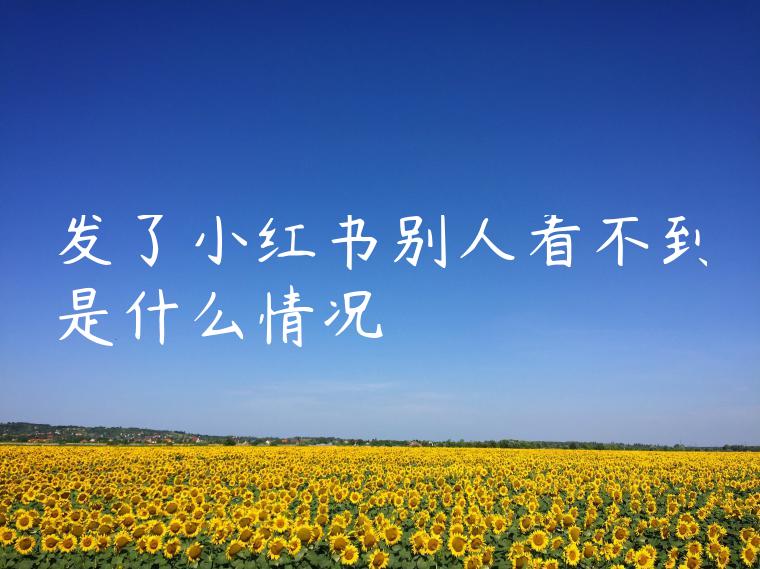 发了小红书别人看不到是什么情况 发了小红书别人看不到是什么情况