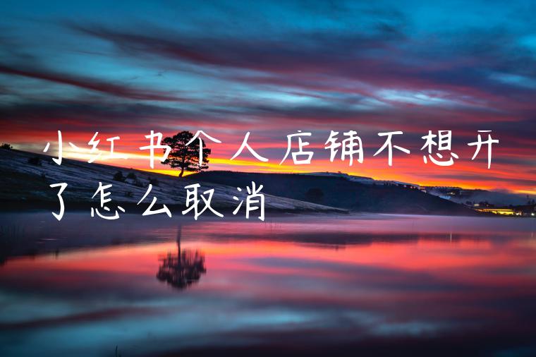 小红书个人店铺不想开了怎么取消 小红书个人店铺不想开了怎么取消