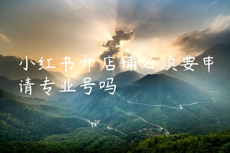 小红书开店铺必须要申请专业号吗