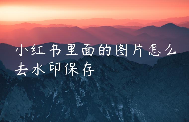 小红书里面的图片怎么去水印保存 小红书里面的图片怎么去水印保存