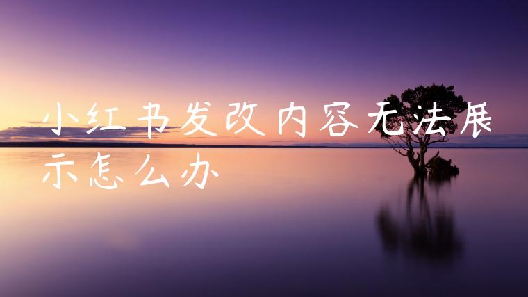 小红书发改内容无法展示怎么办 小红书发改内容无法展示怎么办