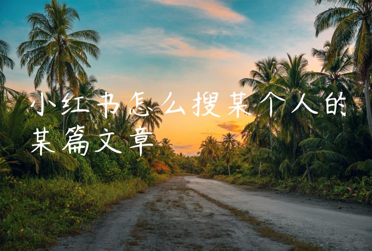 小红书怎么搜某个人的某篇文章