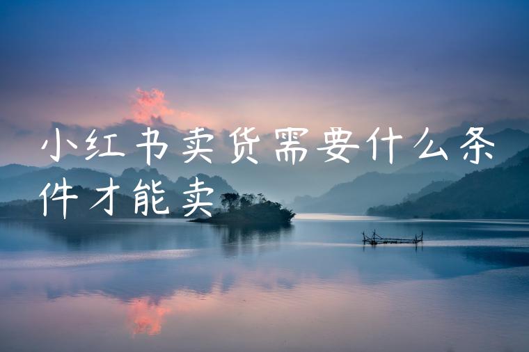 小红书卖货需要什么条件才能卖