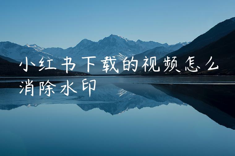 小红书下载的视频怎么消除水印 小红书下载的视频怎么消除水印