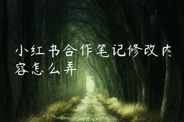 小红书合作笔记修改内容怎么弄