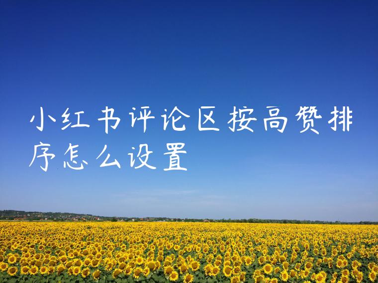 小红书评论区按高赞排序怎么设置 小红书评论区按高赞排序怎么设置