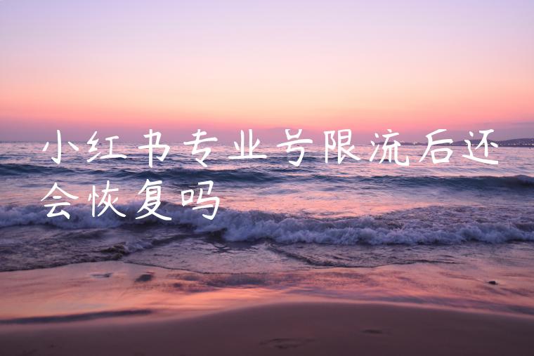 小红书专业号限流后还会恢复吗