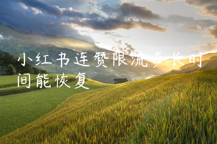 小红书连赞限流多长时间能恢复