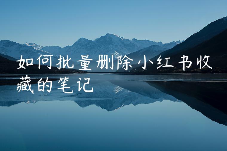 如何批量删除小红书收藏的笔记 如何批量删除小红书收藏的笔记