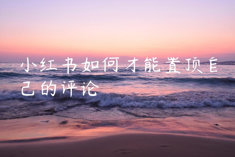 小红书如何才能置顶自己的评论