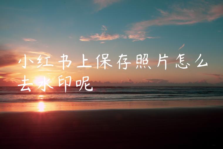 小红书上保存照片怎么去水印呢