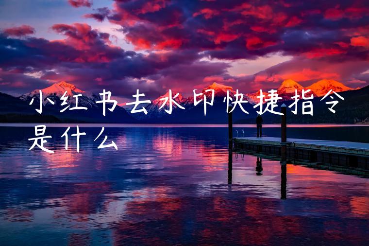 小红书去水印快捷指令是什么